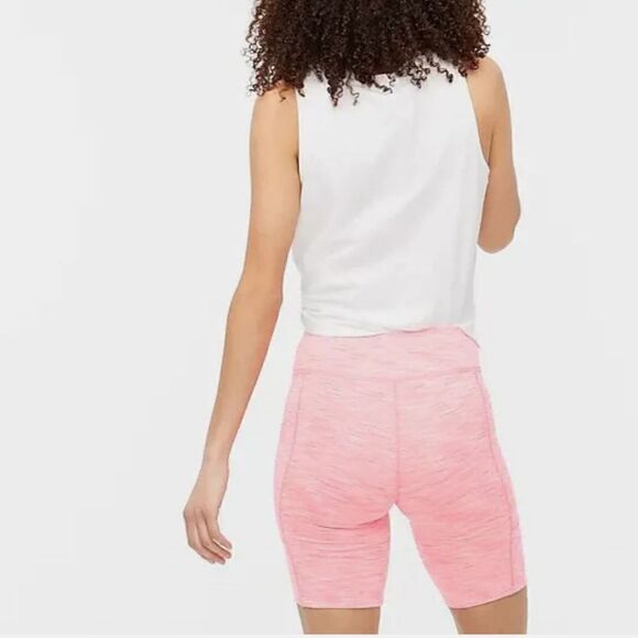 J. CREW SPACE-DYED BIKE SHORTS NEON PINK/WHITE PLUS SIZE 3X NWT - Picture 4 of 4
